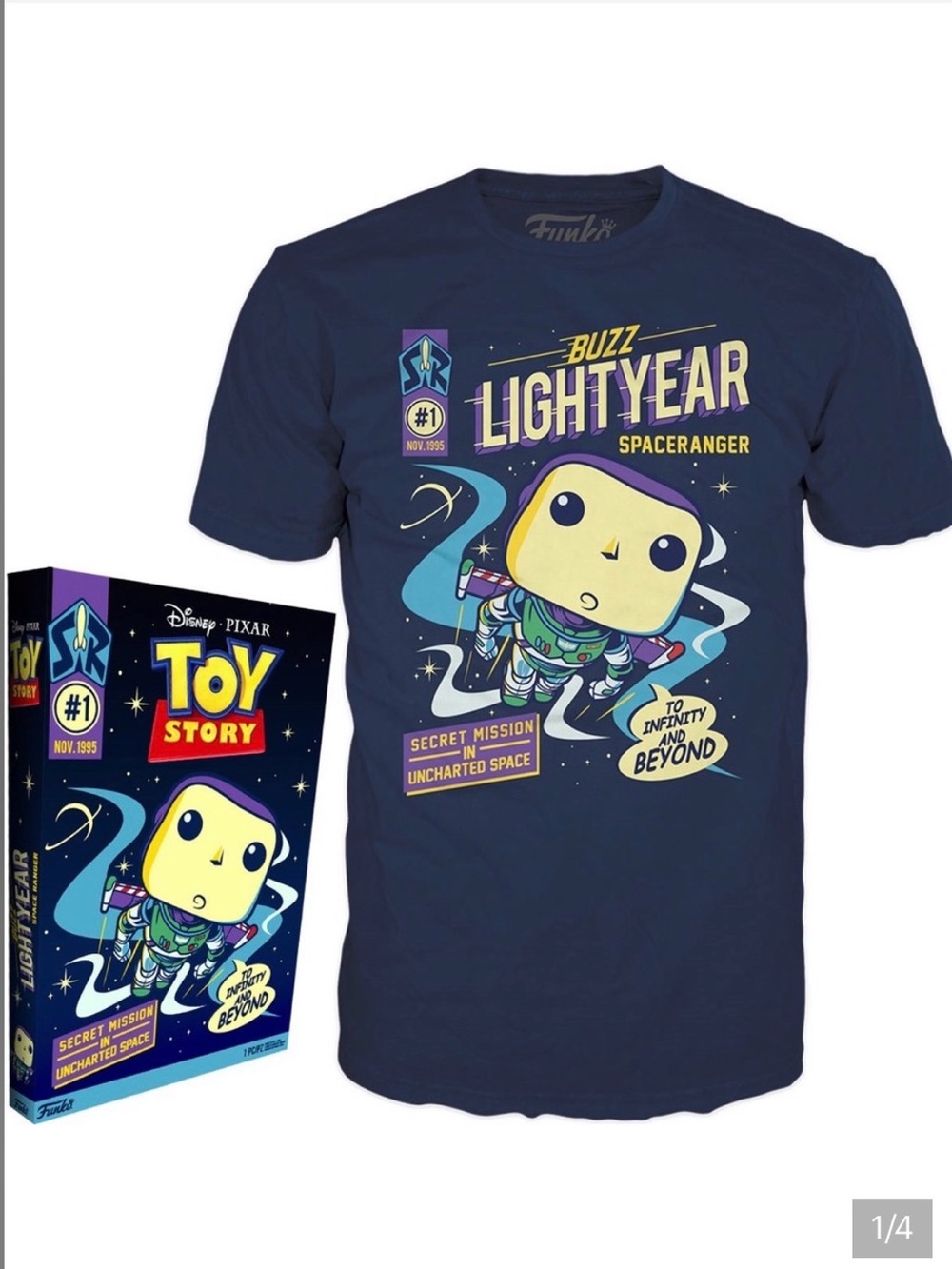 BUZZ LIGHT YEAR SECRET MISSION IN UNCHARTED SPACE FUNKO POP GRAPHIC TEE NIB